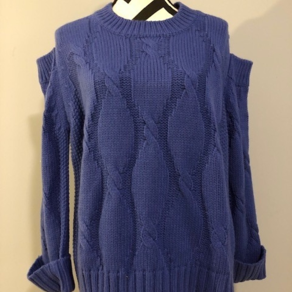 RD STYLE Cold Shoulder Loose Fit Cotton Sweater